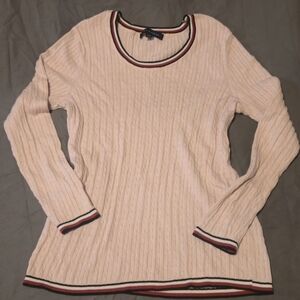 Tommy Hilfiger Large Ribbed Sweater - Pink with Red Accents